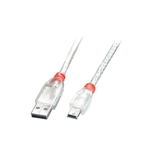 0.5M USB 2.0 CABLE TRANSPARENT TYPE A MALE TO MINI B MALE - 41781