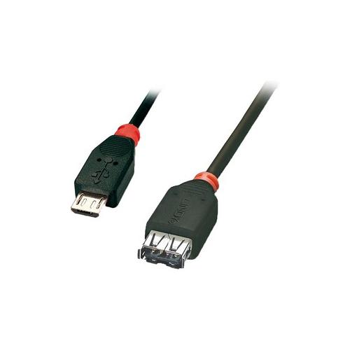 0.5M USB 2.0 OTG CABLE BLK MICRO-B MALE TO TYPE A FEMALE - 31935