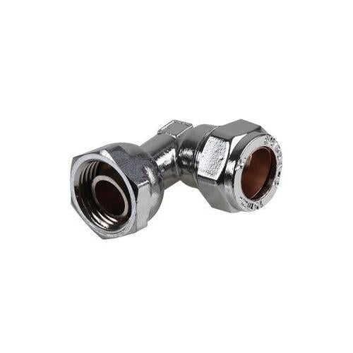 24065008 15mm X1/2" Bent Tap Connector, Chrome