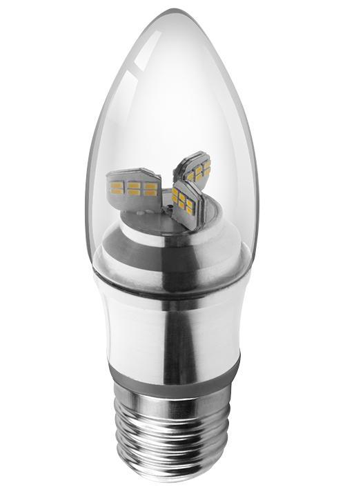 KTC04CND/E27-SLV-N30 Kosnic Lamp 4W Led Candle, Clear, 3000K, E27