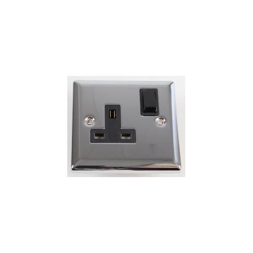 GB6:VX1300PSBK/D Volex 1G 13A Dp Switched Socket Pol.Chrome