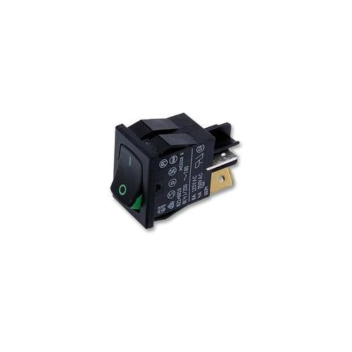 6211591909G Carling Rocker Switch, Dpst, Black/Green