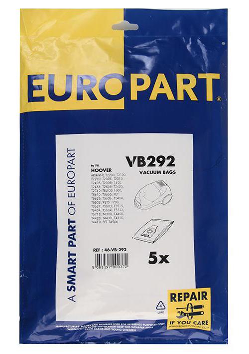 VB292 Europart Dustbags Hoover Telios Series, Pack Of 5
