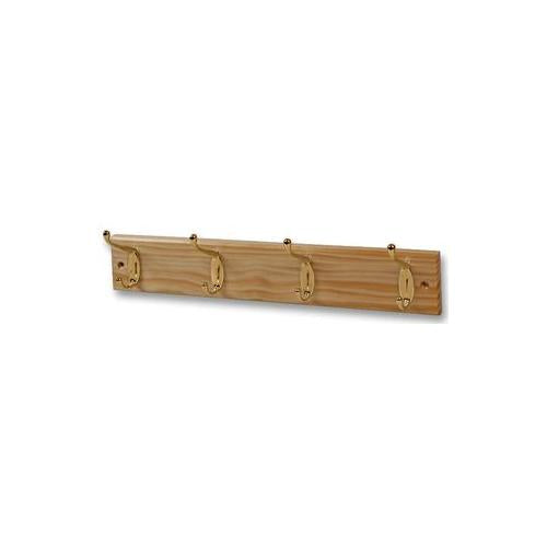 HOOK RAIL, 4 HOOKS, PINE & BRASS , DURATOOL , D01714