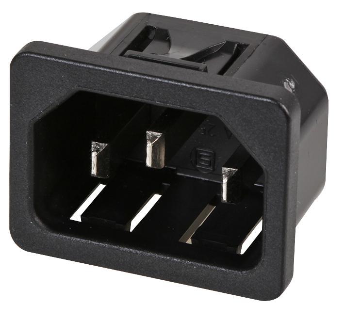 6100.4210 Schurter C14 Iec Appliance Inlet Snap In Panel Mount With 4.8mm Quick Connect Terminals