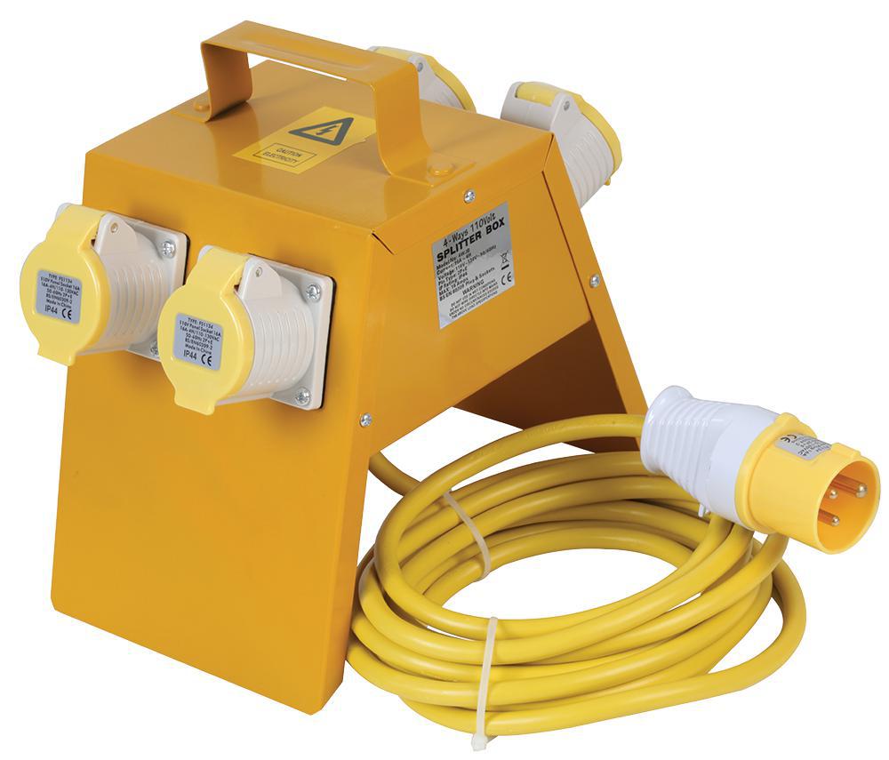 4WJB5M25110 Pro Elec Splitter Box 4 Way 16A 110V 5M Cbl