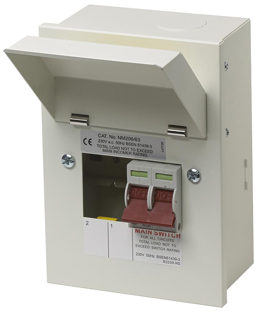 GB6:NM206/63 Wylex Main Switch 2 Way 63A Metal