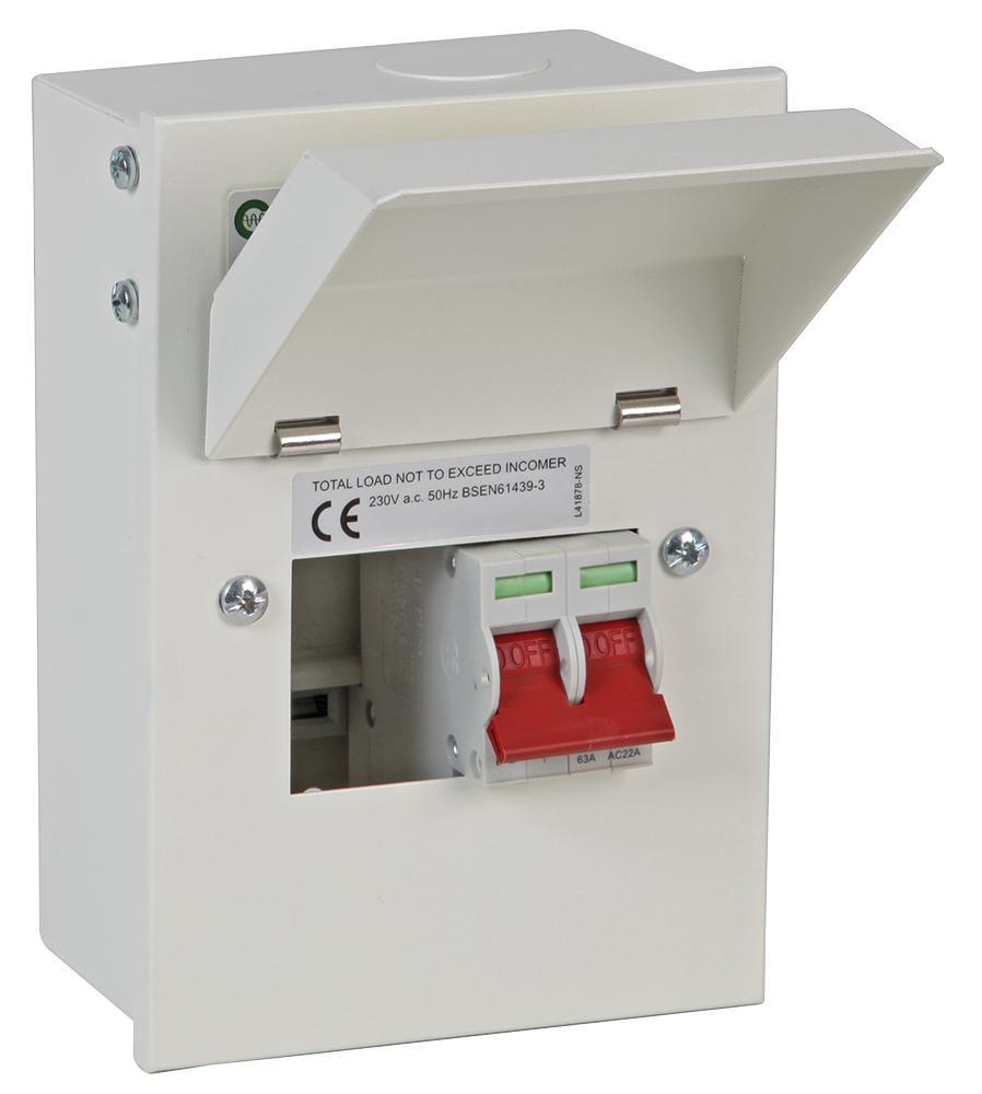 GB6:502/26B Crabtree Sbreaker Metal 63A Dp Main Switch + 2
