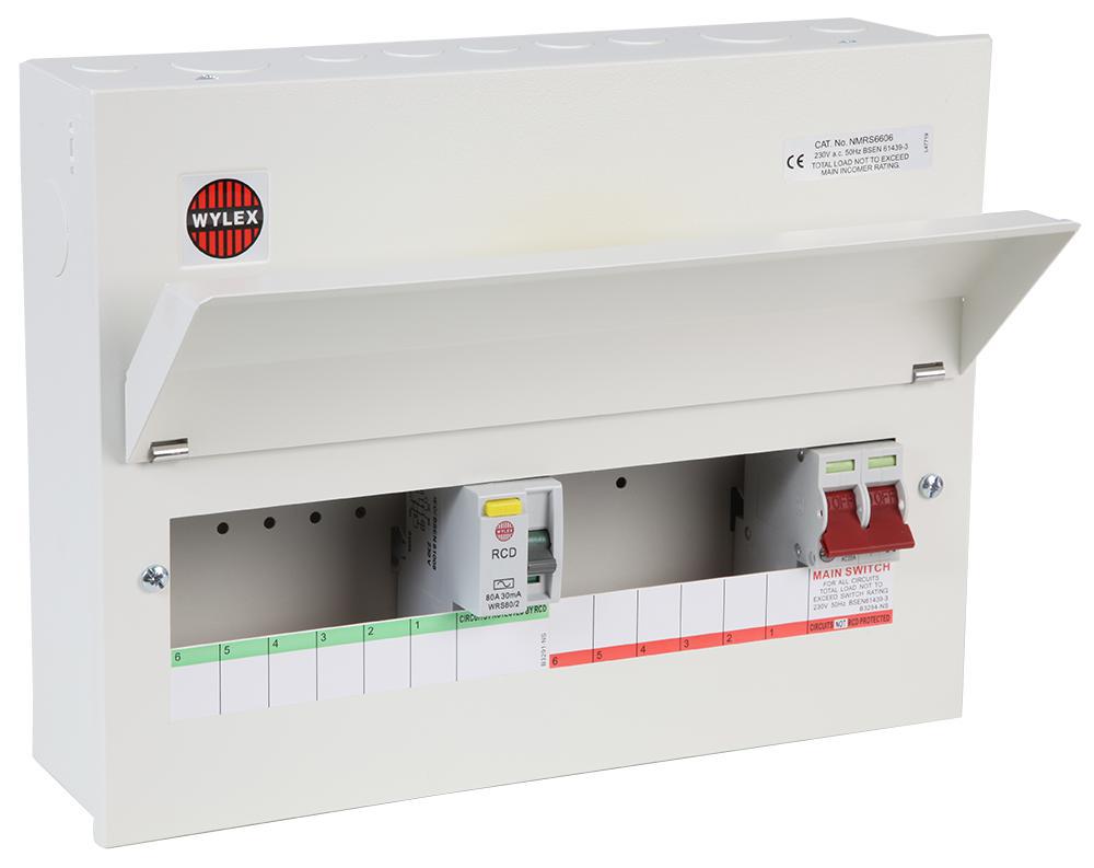 GB6:NMRS6606 Wylex Metal Split Load Cu 6/6 (80A 30Ma Rcd)