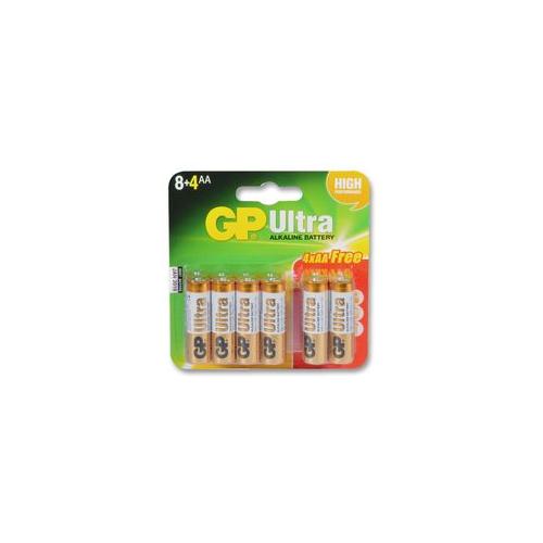 BATTERY, ULTRA ALKALINE AA 8+4 PACK , GP BATTERIES , GPPCA15AU080
