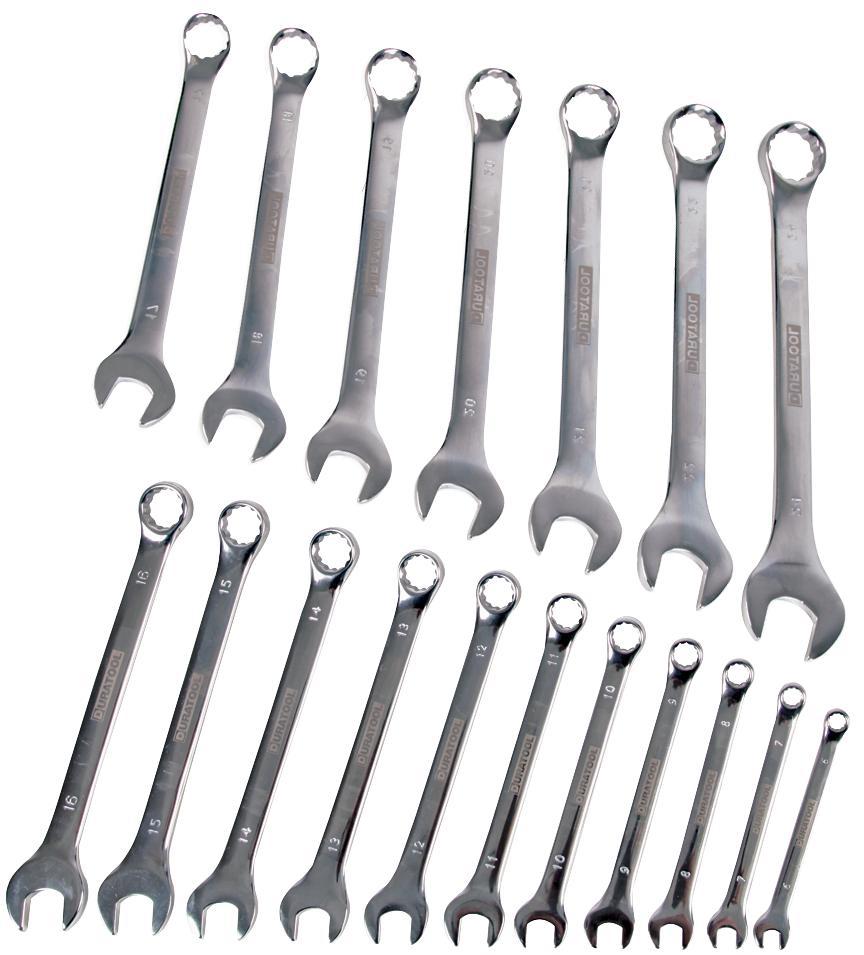 Duratool Polished Chrome Metric Combination Spanner Set In Storage Case 18 Piece