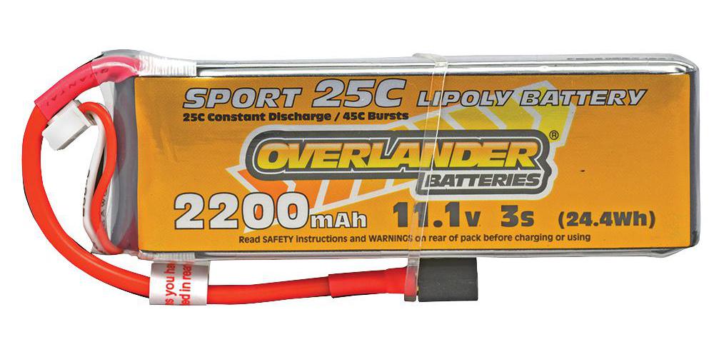 Overlander - 2965 - Sport 25c 11.1v 3s 2200mah Li-polymer R/c Battery Pack