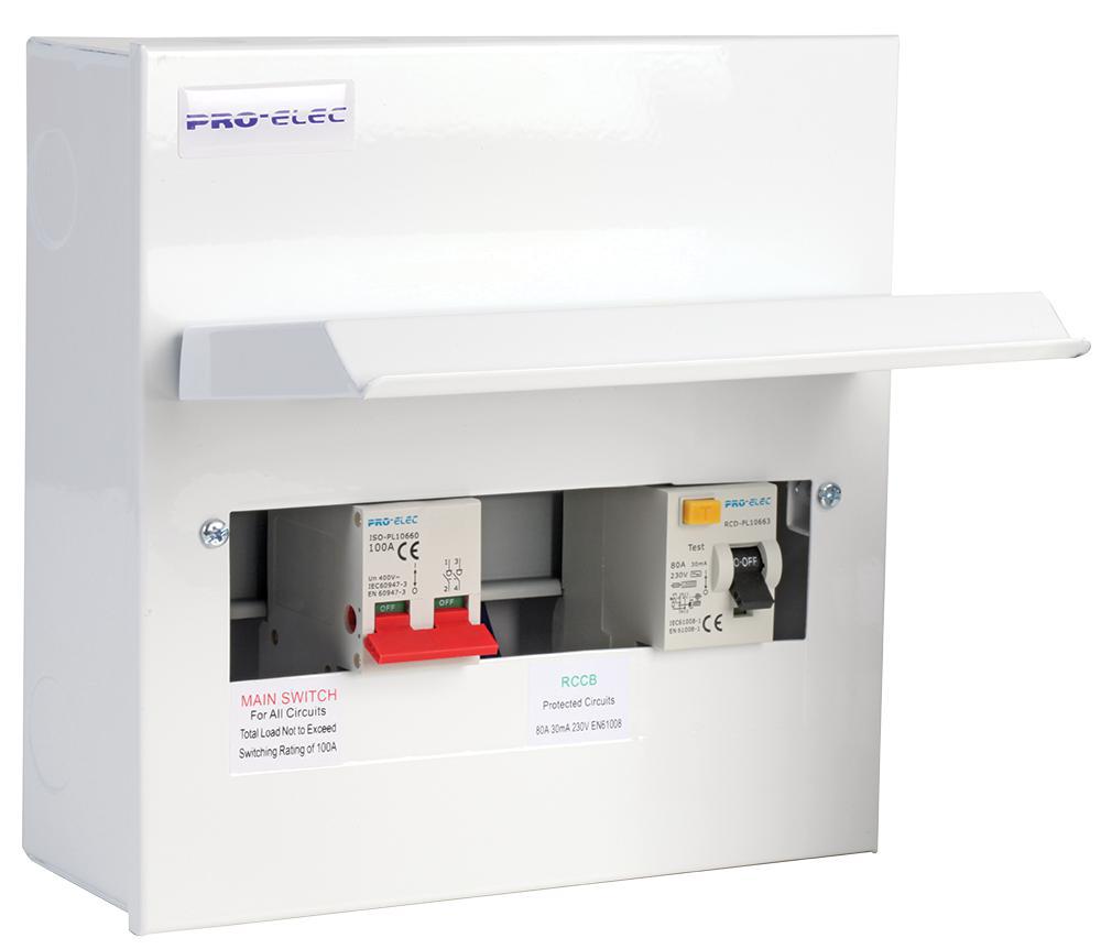 Pro Elec - PS33 - Consumer Unit Metal 10 Way 3+3 S/l