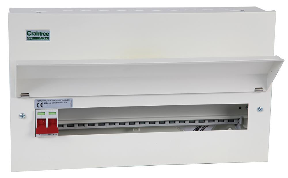 Crabtree - GB6:518/2B - Starbreaker 18-way Metal Main Switch Unit, 100a