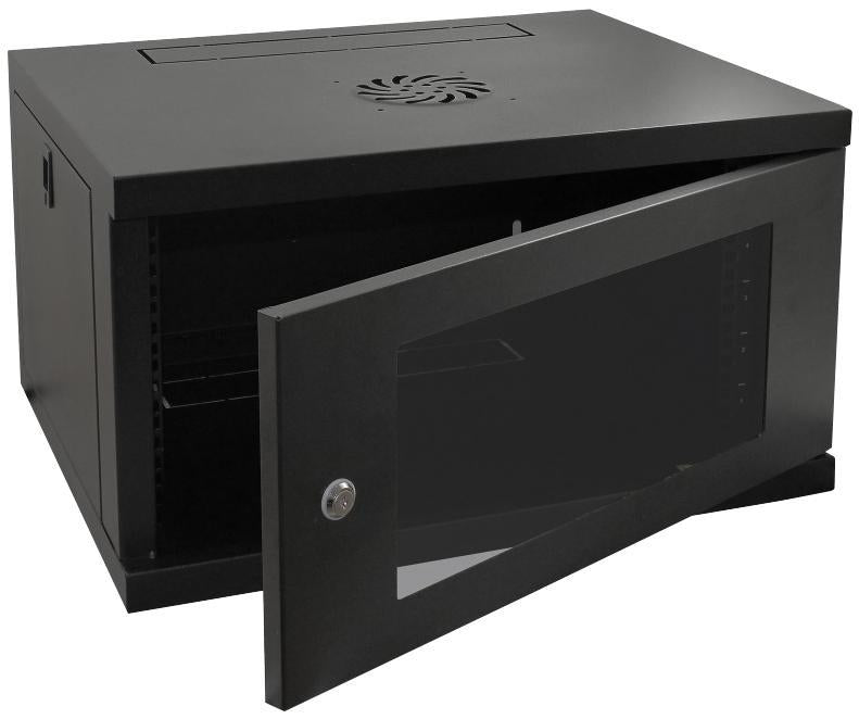 Rackyrax - RR-W1-6G - 19" 6u Wall Mounting Cabinet In Black, 550x450mm (wxd)