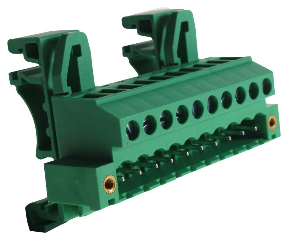 5.08mm Pluggable DIN Rail Vertical Flanged PCB Terminal Block, 10 Poles, 62.1mm - CAMDENBOSS