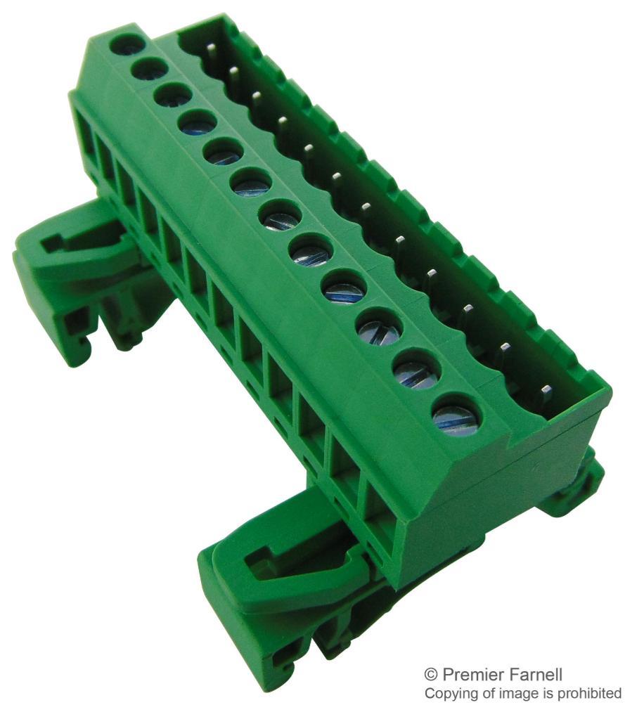 5.08mm Pluggable DIN Rail Vertical PCB Terminal Block, 12 Poles, 62.5mm - CAMDENBOSS