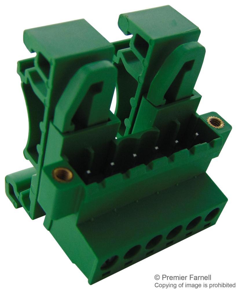 5mm Pluggable DIN Rail Horizontal Flanged PCB Terminal Block, 6 Poles, 40mm - CAMDENBOSS