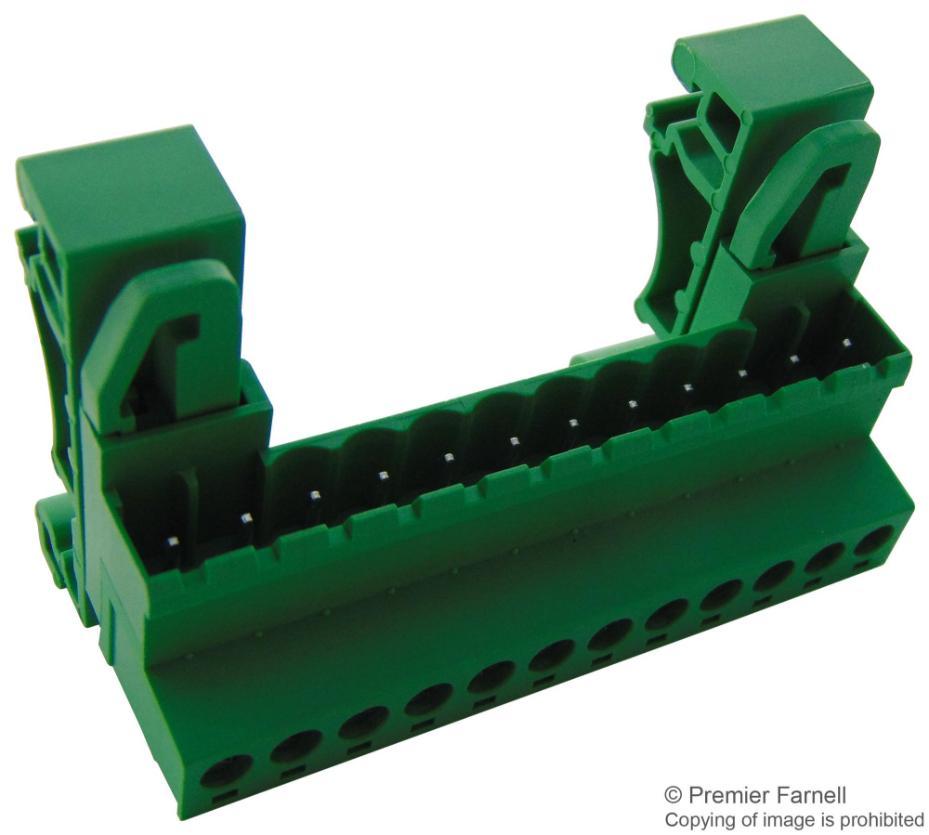 5mm Pluggable DIN Rail Horizontal PCB Terminal Block, 12 Poles, 61.4mm - CAMDENBOSS