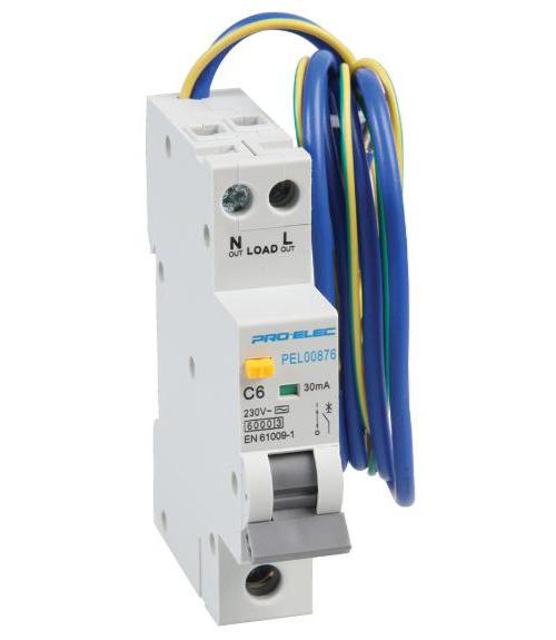 40A Single Pole RCBO, C Curve, 30mA - PRO ELEC