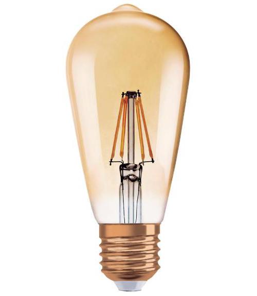 6.5W Vintage Filament LED Teardrop Lamp, E27, Extra Warm White - OSRAM