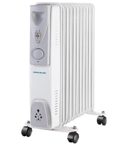 11 Fin 2.5kW Oil Filled Heater, White - PRO ELEC
