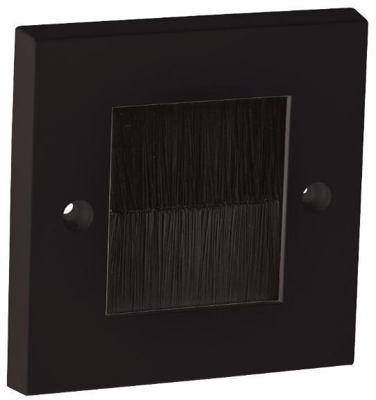 1-Gang Cable Entry Brush Wall Plate Black/Black Brushes 50x45mm - AV STAR