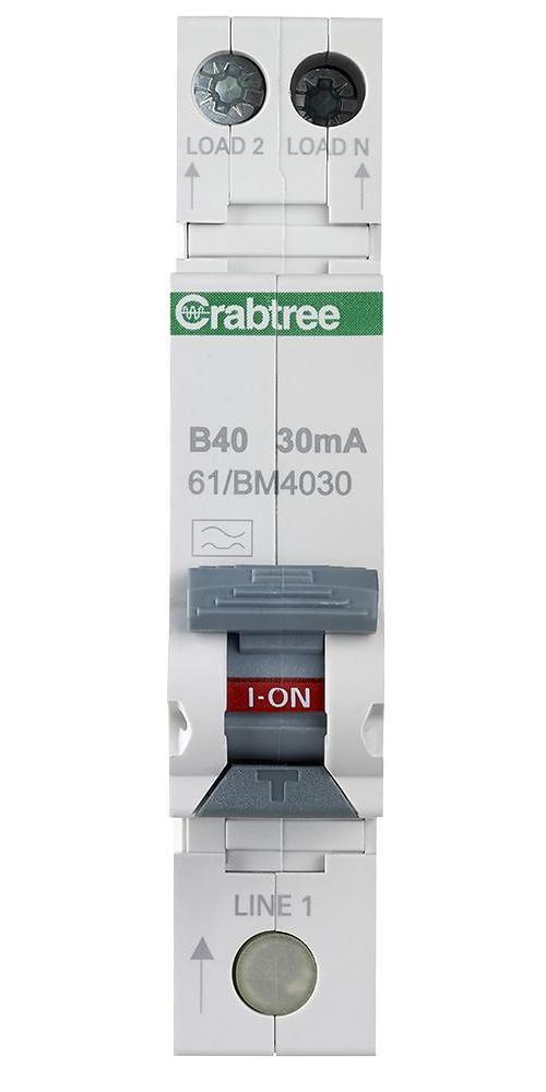 40A 30mA RCBO single module B Curve - CRABTREE