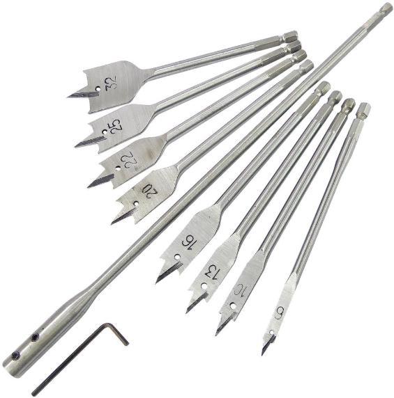 Flat Wood Drill Bit Set - 10 Piece - TOOLPAK