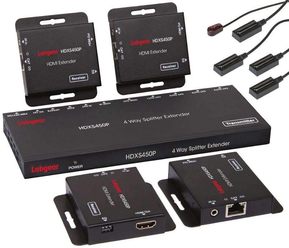 4 WAY HDMI SPLITTER/EXTENDER OVER CAT - LABGEAR
