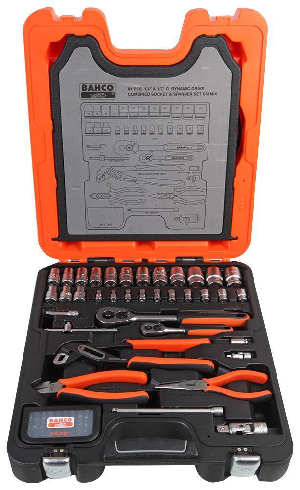 1/4" - 1/2" Socket & Plier Set, 81 Piece - BAHCO
