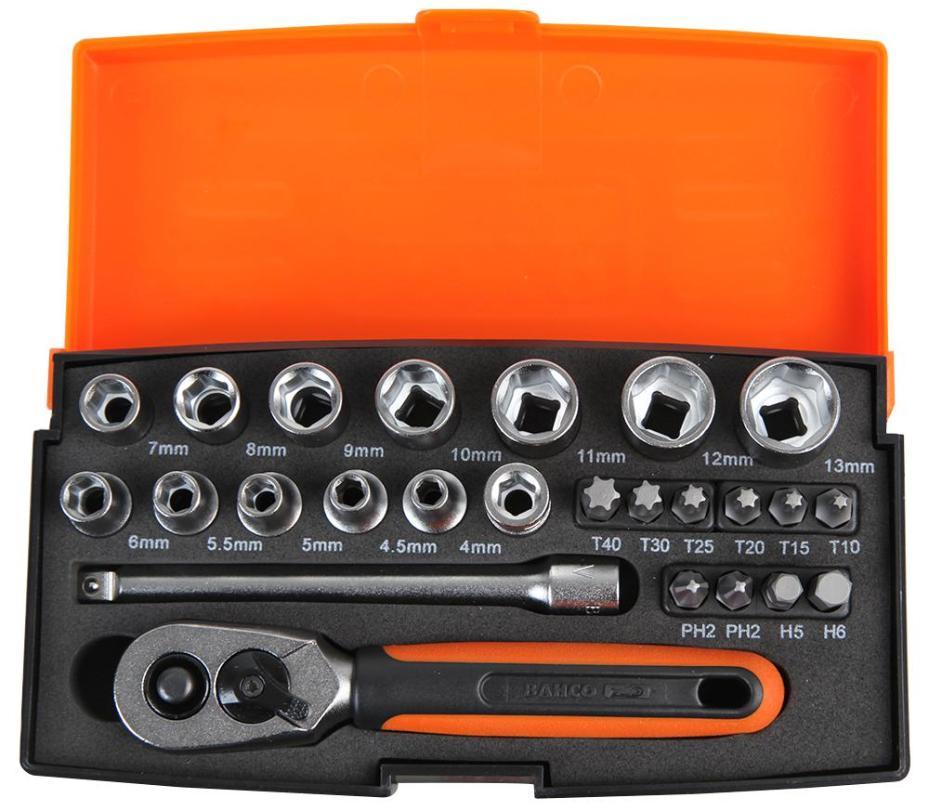 1/4" Socket and Bit Set, 25 Piece - BAHCO