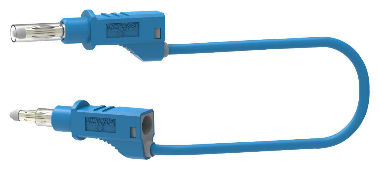 4mm Stacking Retractable Sleeve Banana Plug to Plug Patchcord, Blue - TENMA