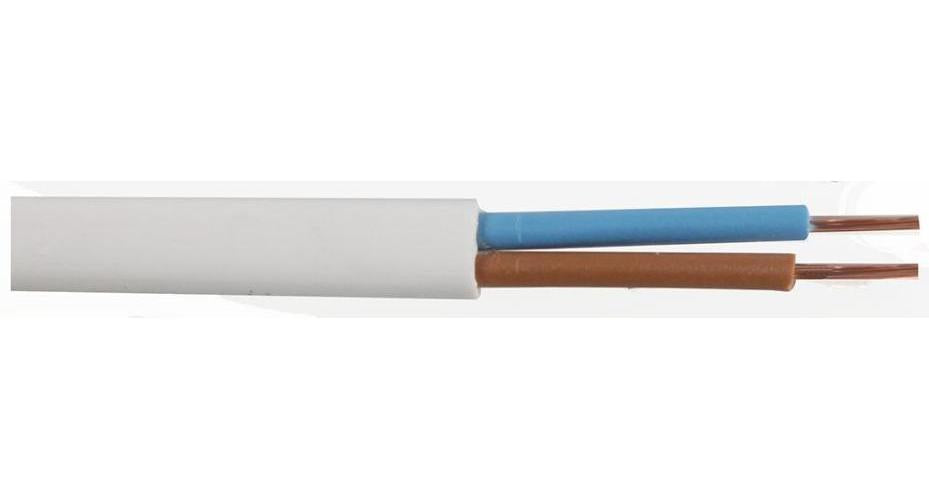 0.50mm2 2192Y 2-Core Mains Cable, 3A, White - PRO ELEC