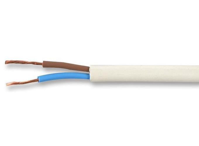0.50mm2 2192Y 2-Core Mains Cable, 3A, White - PRO ELEC