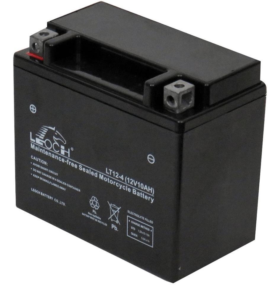 12V 10Ah High Performance Motorcycle Battery - Low Maintenance & Dry Charged - LEOCH
