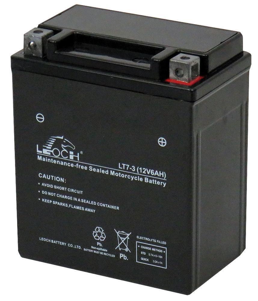 12V 6Ah High Performance Motorcycle Battery - Low Maintenance & Dry Charged - LEOCH