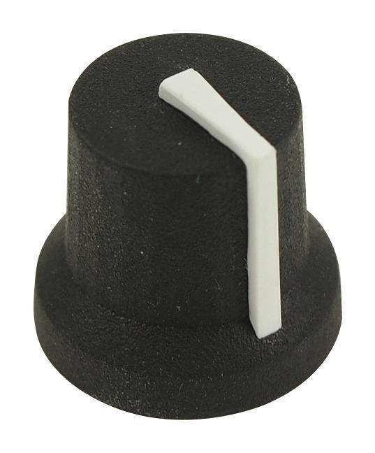 16.2mm Soft Touch Rubber Instrument Knob, D Shaft, Black / White - MULTICOMP