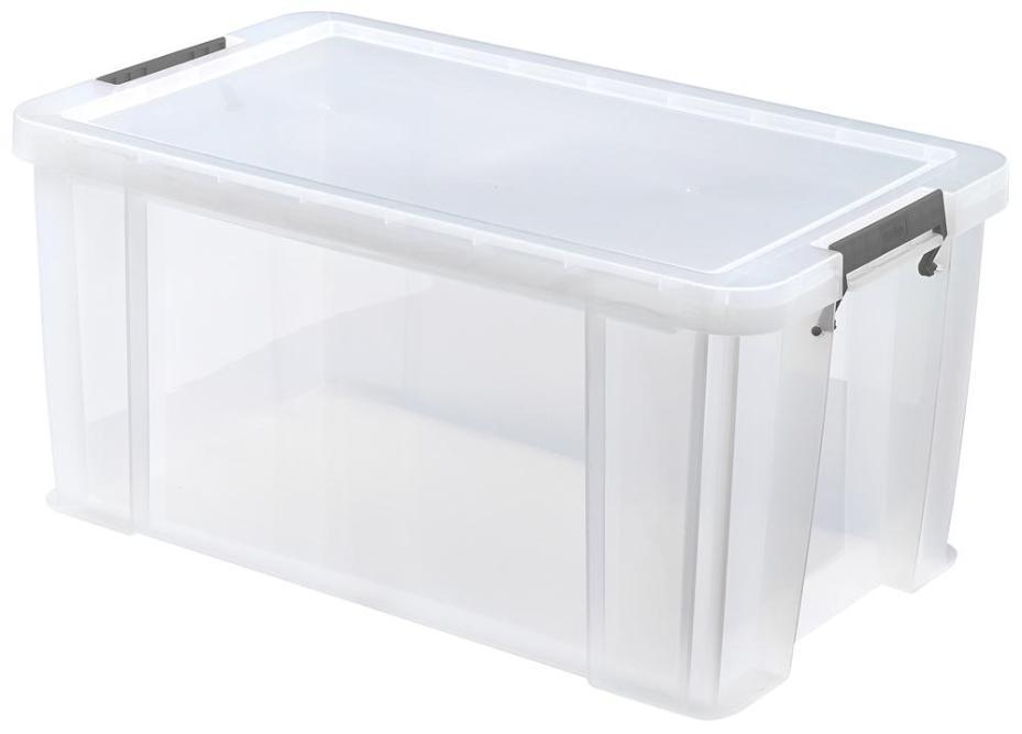 54L Clear Allstore Storage Box - 380mm x 310mm x 640mm - WHITEFURZE