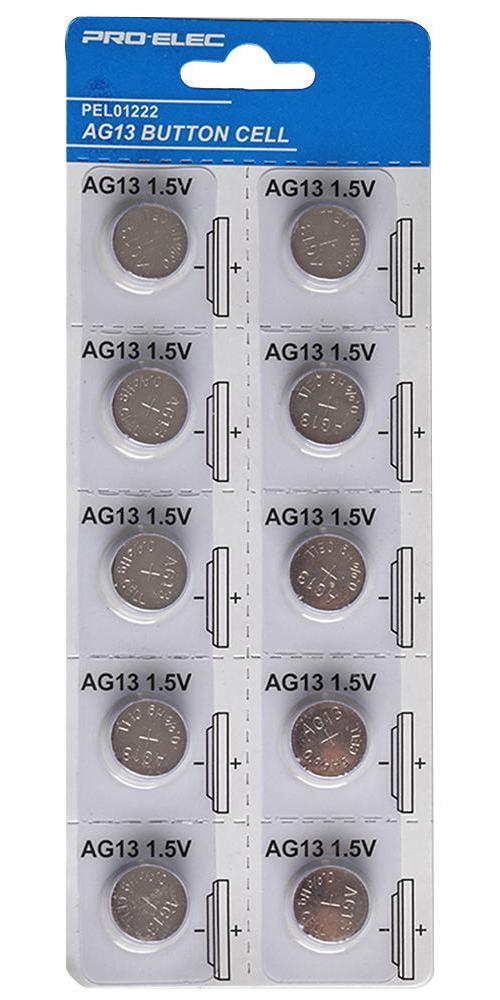 BATTERY, ALKALINE LR44 10/PACK - PRO ELEC