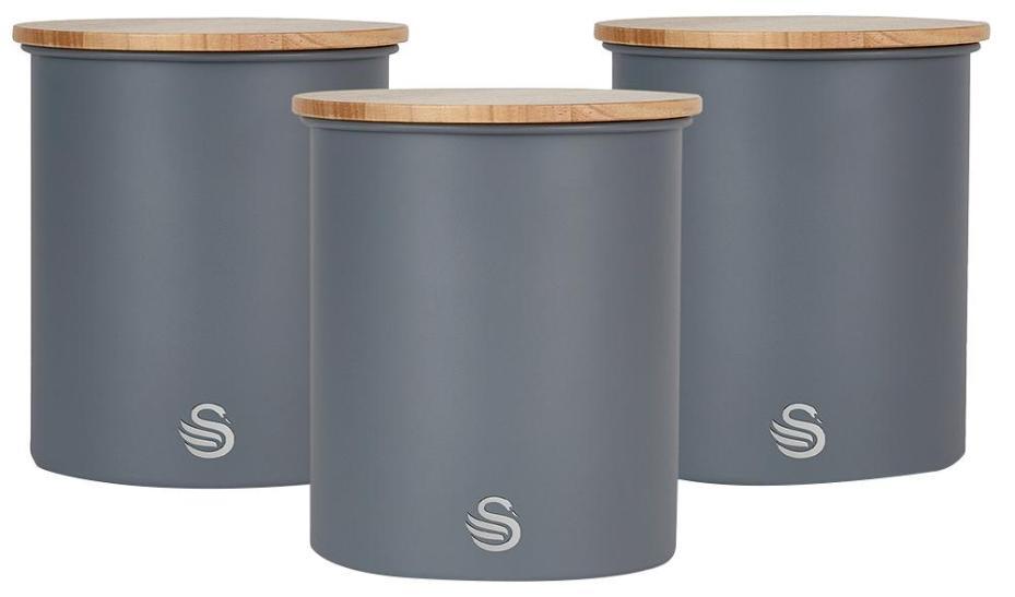 Nordic Set of 3 Storage Containers, Grey - SWAN