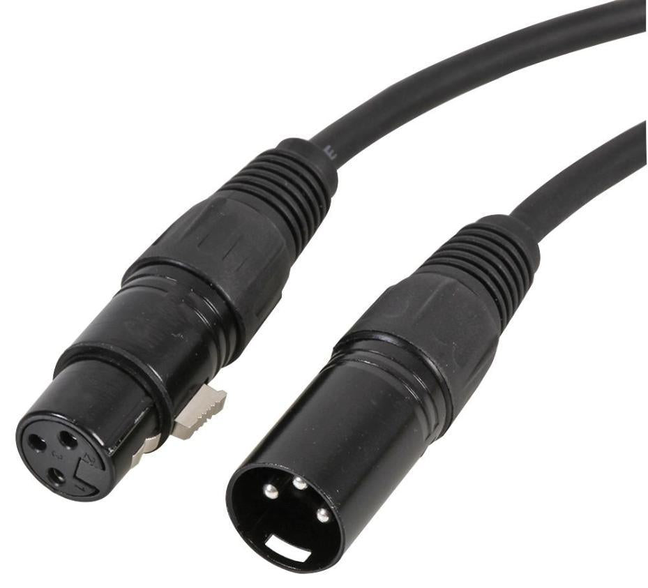 3-Pin XLR Plug To Socket Patch Lead, 3m Black - PULSE
