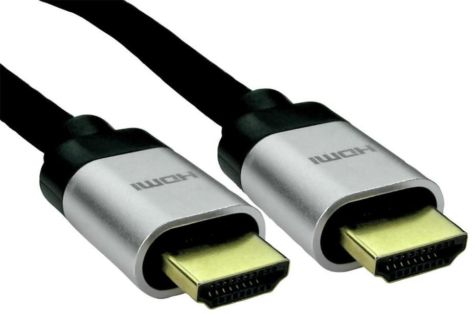 Premium High Speed 8K HDMI 2.1 Lead with Ethernet, Silver Aluminium Hoods, 3m - UNBRANDED