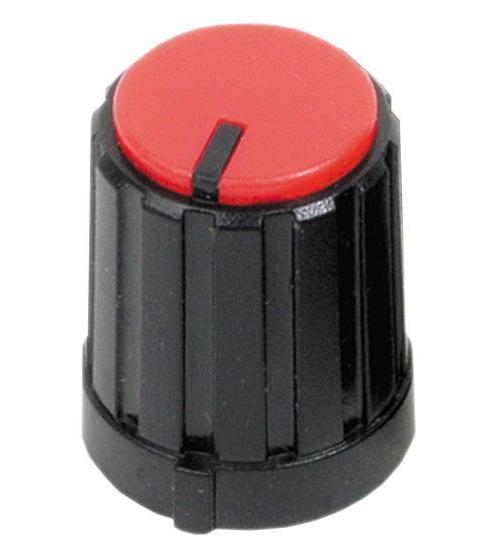 13mm Instrument Knob with Red Cap, Splined Shaft - MC21063