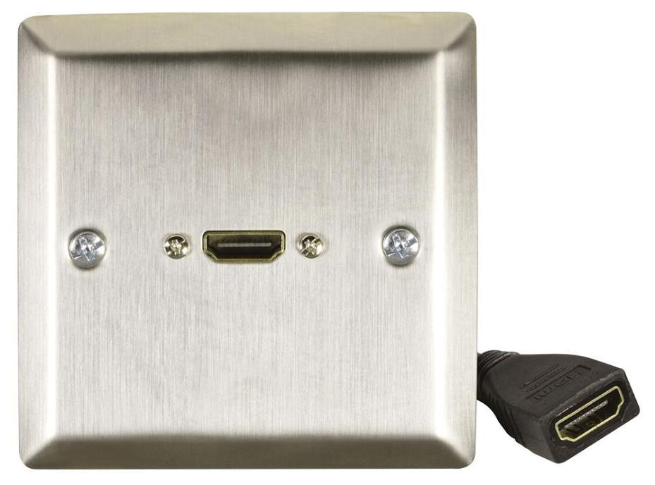 1-Gang HDMI Wallplate with Flylead, Steel - 123.390UK