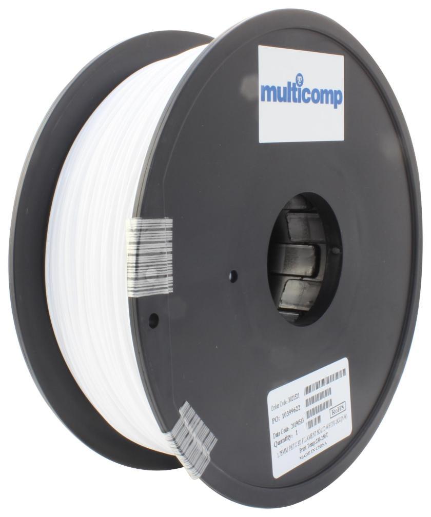 1.75mm White PETG Filament for 3D Printer, 1kg - MC011467