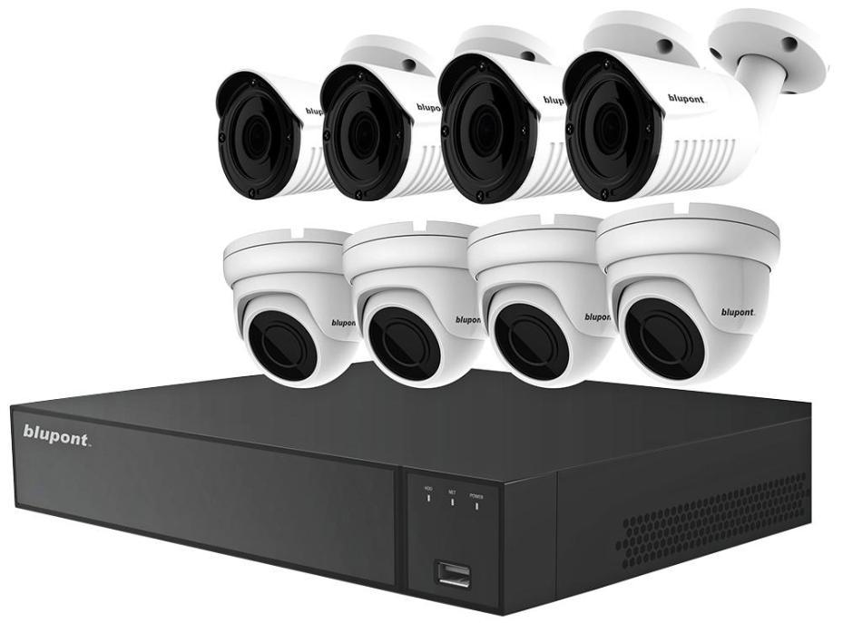 16-Channel 5MP CCTV DVR System with 4 Dome + 4 Bullet Cameras & 2TB HDD - KIT-16CH-H265-4DW4BW-2-BP