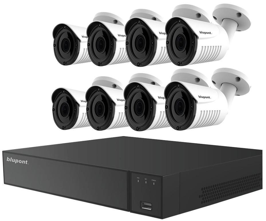 16-Channel 5MP CCTV DVR System with 8 Bullet Cameras & 2TB HDD - KIT-16CH-H265-8BW-2-BP
