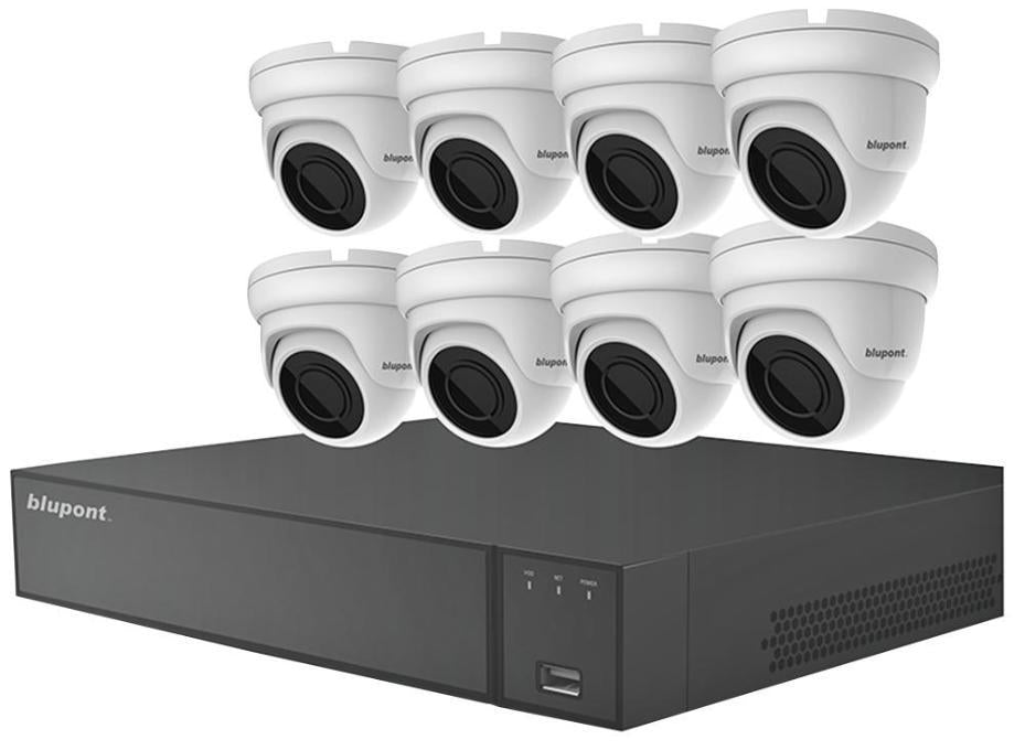 16-Channel 5MP CCTV DVR System with 8 Dome Cameras & 2TB HDD - KIT-16CH-H265-8DW-2-BP