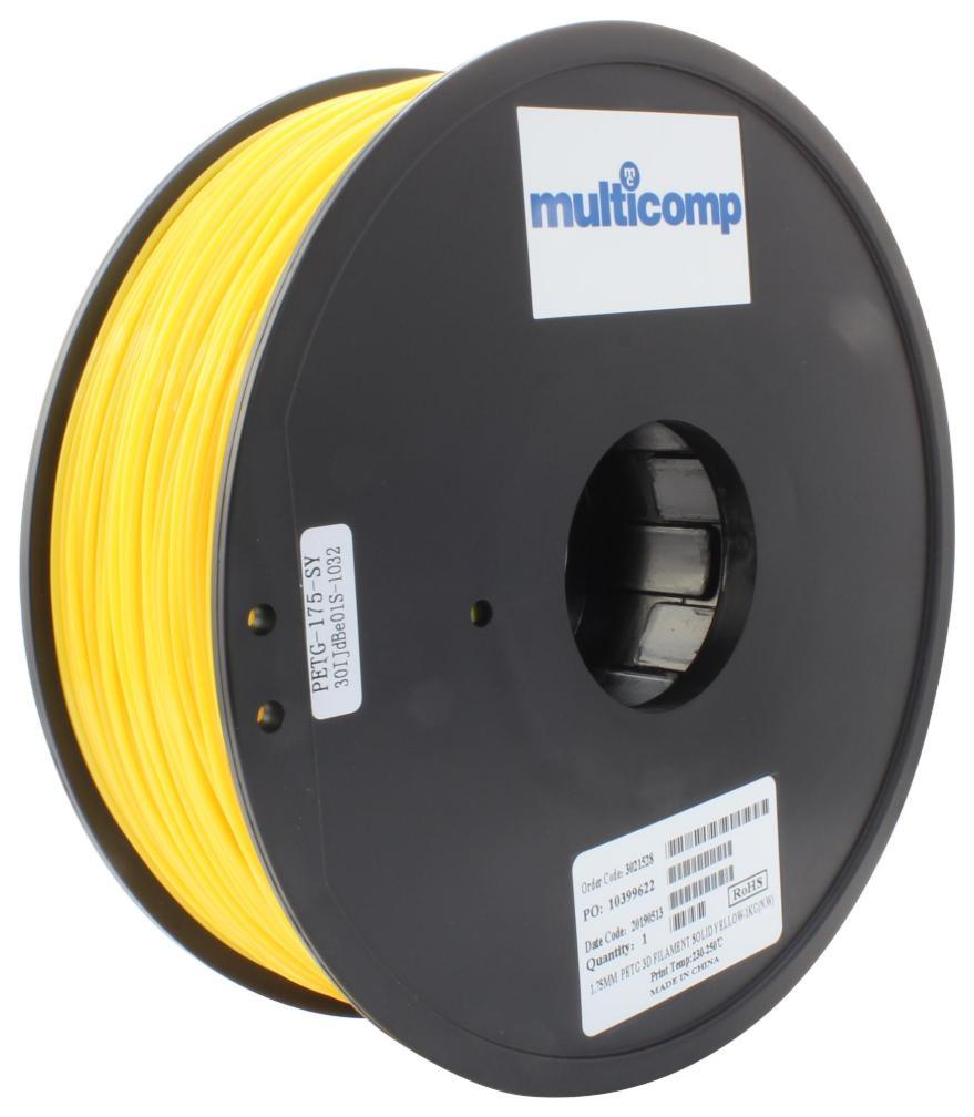 1.75mm Yellow PETG Filament for 3D Printer, 1kg - MC011474